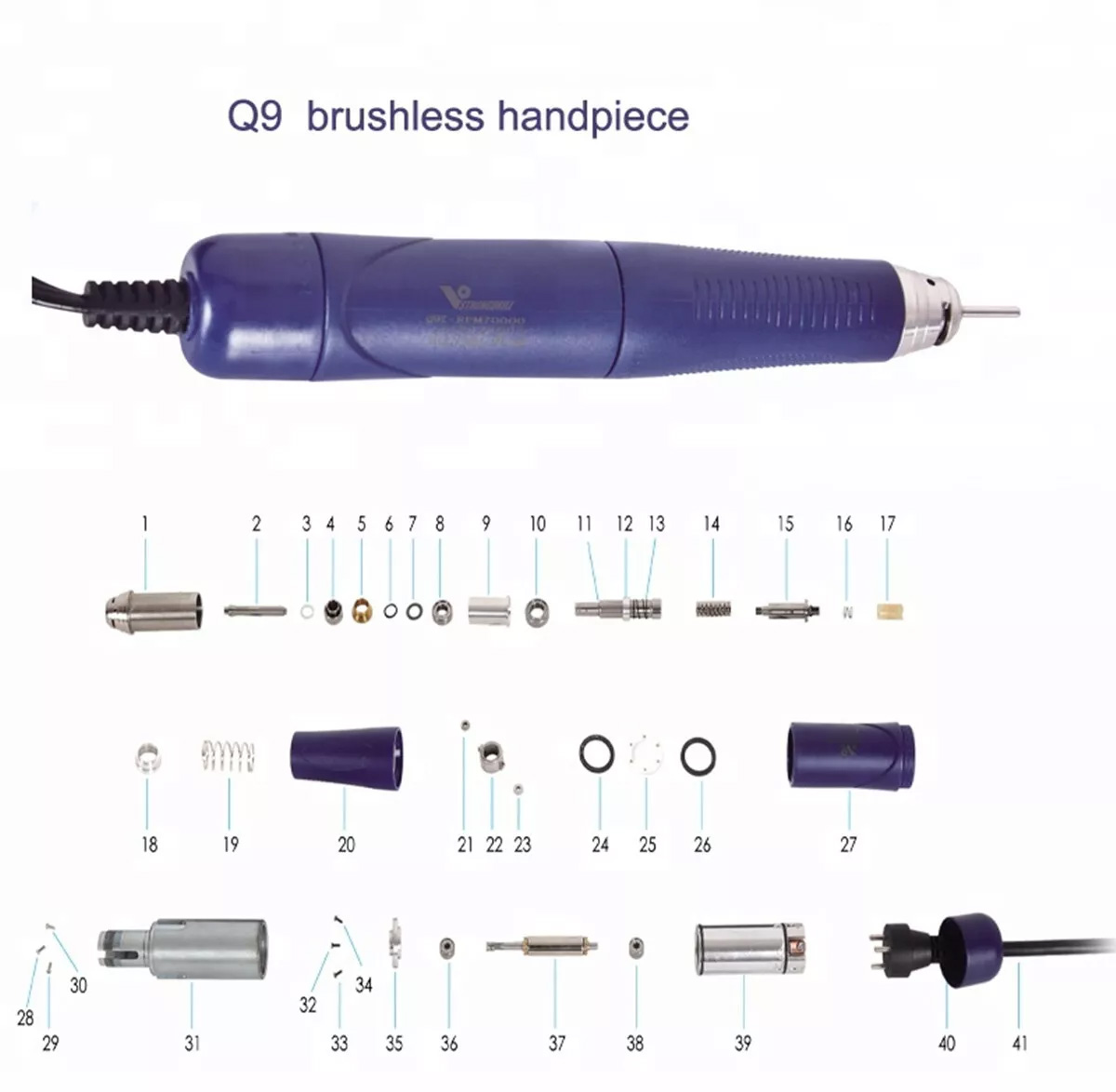 StrongDrill Q9T-R-M90000 Electric Dental Micromotor Brushless Handpiece 50K RPM